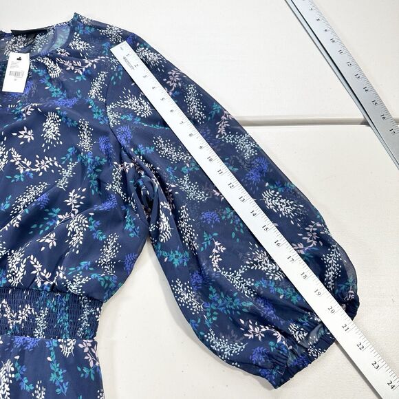 Lane Bryant Floral Midi Dress Smocked Waist Chiffon Size 28 Blue, Pink - Picture 4 of 11